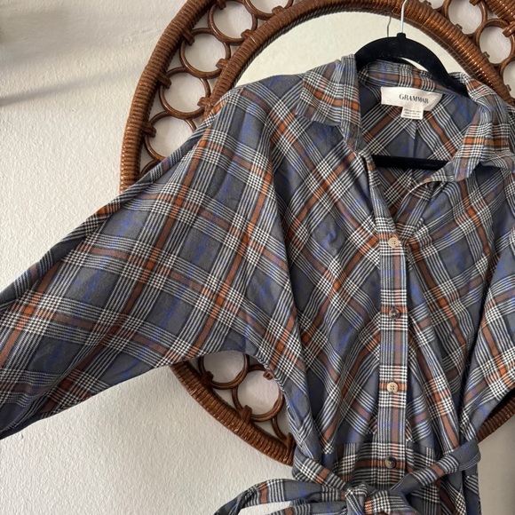 Grammar NYC  the feminine organic cotton plaid maxi dress size 6 - Picture 5 of 14